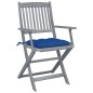 vidaXL Sedie da Giardino Pieghevoli 4pz con Cuscini in Massello Acacia vidaXL Sedie da Giardino Pieghevoli 4pz con Cuscini in Massello Acacia