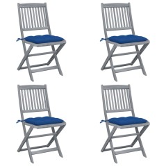 vidaXL Sedie da Giardino Pieghevoli 4pz con Cuscini in Massello Acacia