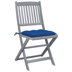 vidaXL Sedie da Giardino Pieghevoli 4pz con Cuscini in Massello Acacia