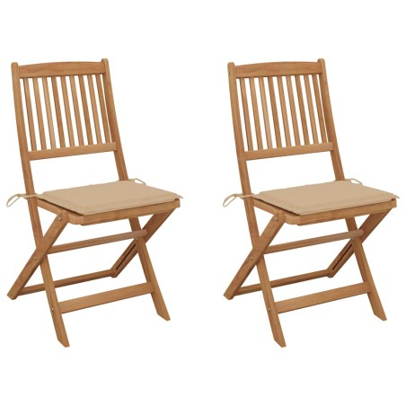 vidaXL Sedie da Giardino Pieghevoli 2 pz con Cuscini Massello Acacia