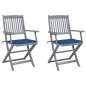 vidaXL Sedie da Giardino Pieghevoli 2pz con Cuscini in Massello Acacia vidaXL Sedie da Giardino Pieghevoli 2pz con Cuscini in Massello Acacia