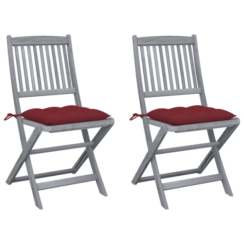 vidaXL Sedie da Giardino Pieghevoli 2 pz con Cuscini Massello Acacia vidaXL Sedie da Giardino Pieghevoli 2 pz con Cuscini Massello Acacia