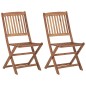 vidaXL Sedie da Giardino Pieghevoli 2 pz con Cuscini Massello Acacia vidaXL Sedie da Giardino Pieghevoli 2 pz con Cuscini Massello Acacia