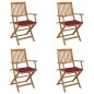 vidaXL Sedie da Giardino Pieghevoli 4 pz con Cuscini Massello Acacia vidaXL Sedie da Giardino Pieghevoli 4 pz con Cuscini Massello Acacia