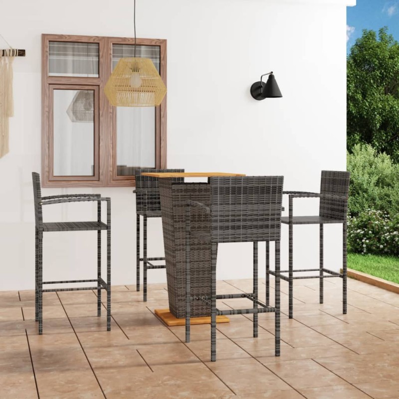 vidaXL Set Bar da Giardino 5 pz Grigio vidaXL Set Bar da Giardino 5 pz Grigio