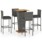 vidaXL Set da Bar da Giardino 5 pz con Cuscini in Polyrattan Grigio
