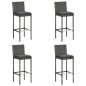 vidaXL Set da Bar da Giardino 5 pz con Cuscini in Polyrattan Grigio
