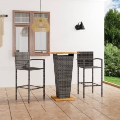 vidaXL Set Bar da Giardino 3 pz Grigio