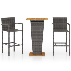 vidaXL Set Bar da Giardino 3 pz Grigio
