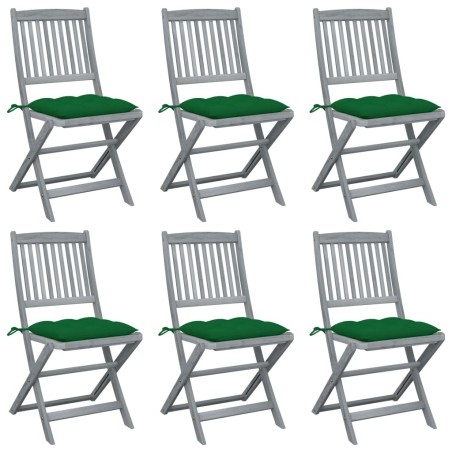 vidaXL Sedie da Giardino Pieghevoli 6pz con Cuscini in Massello Acacia
