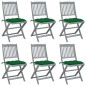 vidaXL Sedie da Giardino Pieghevoli 6pz con Cuscini in Massello Acacia vidaXL Sedie da Giardino Pieghevoli 6pz con Cuscini in Massello Acacia