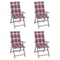 vidaXL Sedie da Giardino Reclinabili 4 pz con Cuscini Massello Acacia vidaXL Sedie da Giardino Reclinabili 4 pz con Cuscini Massello Acacia