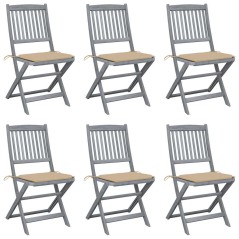 vidaXL Sedie da Giardino Pieghevoli 6pz con Cuscini in Massello Acacia