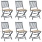 vidaXL Sedie da Giardino Pieghevoli 6pz con Cuscini in Massello Acacia vidaXL Sedie da Giardino Pieghevoli 6pz con Cuscini in Massello Acacia