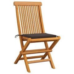 vidaXL Sedie da Giardino Cuscini Grigio Talpa 6 pz in Massello di Teak