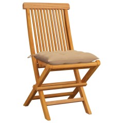 vidaXL Sedie da Giardino con Cuscini Beige 6 pz in Massello di Teak