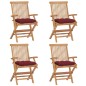 vidaXL Sedie Giardino con Cuscini Rosso Vino 4 pz Legno Massello Teak vidaXL Sedie Giardino con Cuscini Rosso Vino 4 pz Legno Massello Teak