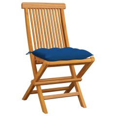 vidaXL Sedie da Giardino con Cuscini Blu 6 pz in Massello di Teak