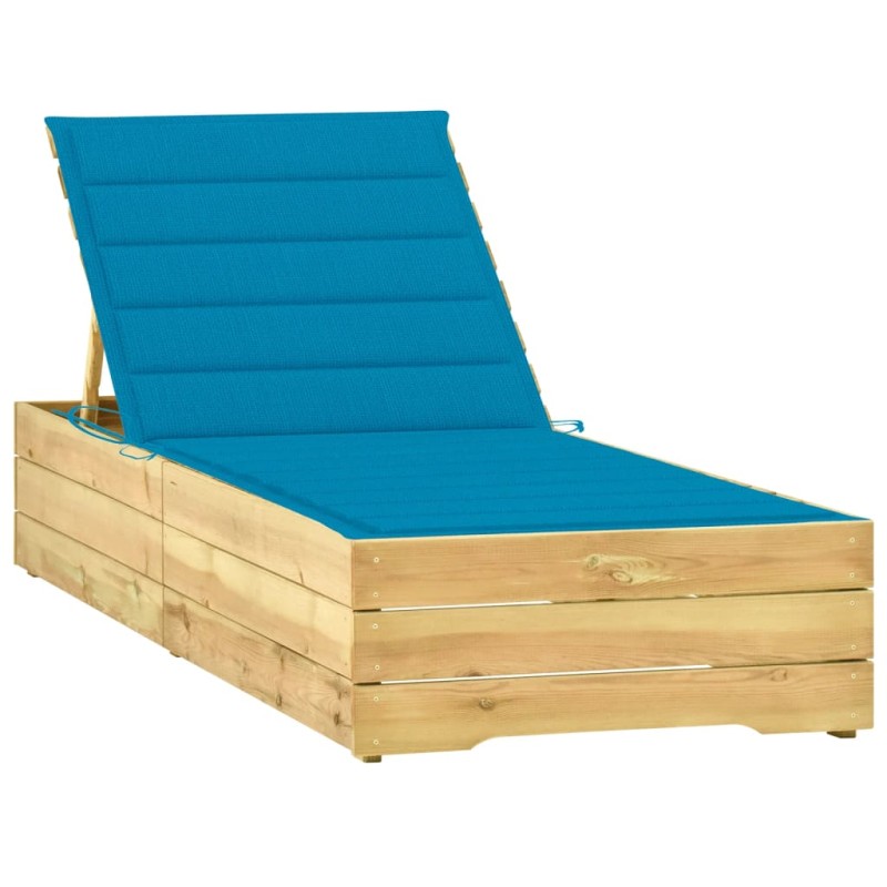 vidaXL Lettino da Giardino con Cuscino Blu Legno Pino Impregnato vidaXL Lettino da Giardino con Cuscino Blu Legno Pino Impregnato