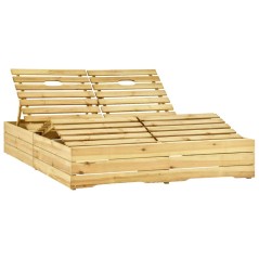vidaXL Lettino Prendisole Doppio con Cuscini Beige in Pino Impregnato