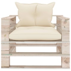 vidaXL Poltrona da Giardino Pallet con Cuscini Crema in Legno di Pino