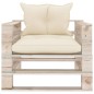 vidaXL Poltrona da Giardino Pallet con Cuscini Crema in Legno di Pino vidaXL Poltrona da Giardino Pallet con Cuscini Crema in Legno di Pino
