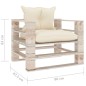 vidaXL Poltrona da Giardino Pallet con Cuscini Crema in Legno di Pino vidaXL Poltrona da Giardino Pallet con Cuscini Crema in Legno di Pino