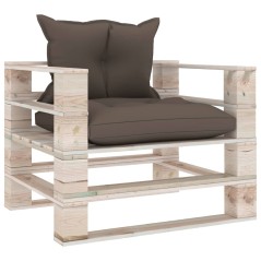 vidaXL Poltrona da Giardino Pallet con Cuscini Tortora Legno di Pino