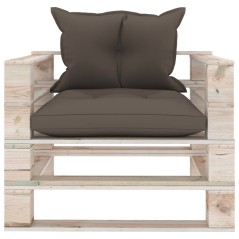 vidaXL Poltrona da Giardino Pallet con Cuscini Tortora Legno di Pino