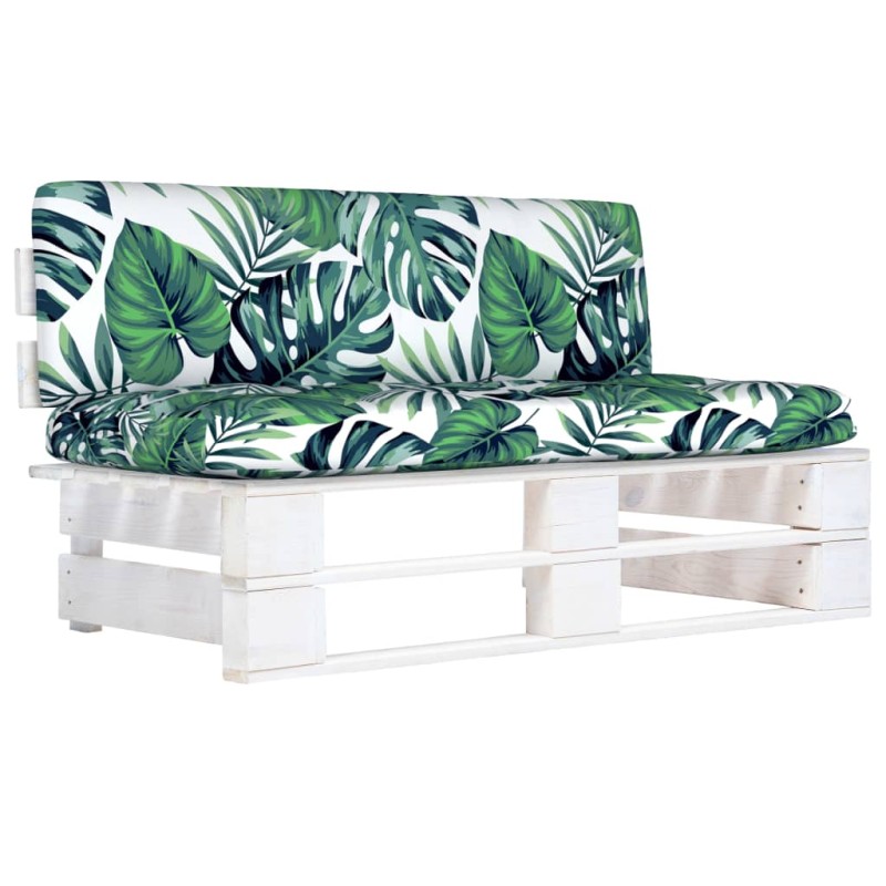 vidaXL Divano Centrale Giardino su Pallet Bianco Legno Pino Impregnato vidaXL Divano Centrale Giardino su Pallet Bianco Legno Pino Impregnato
