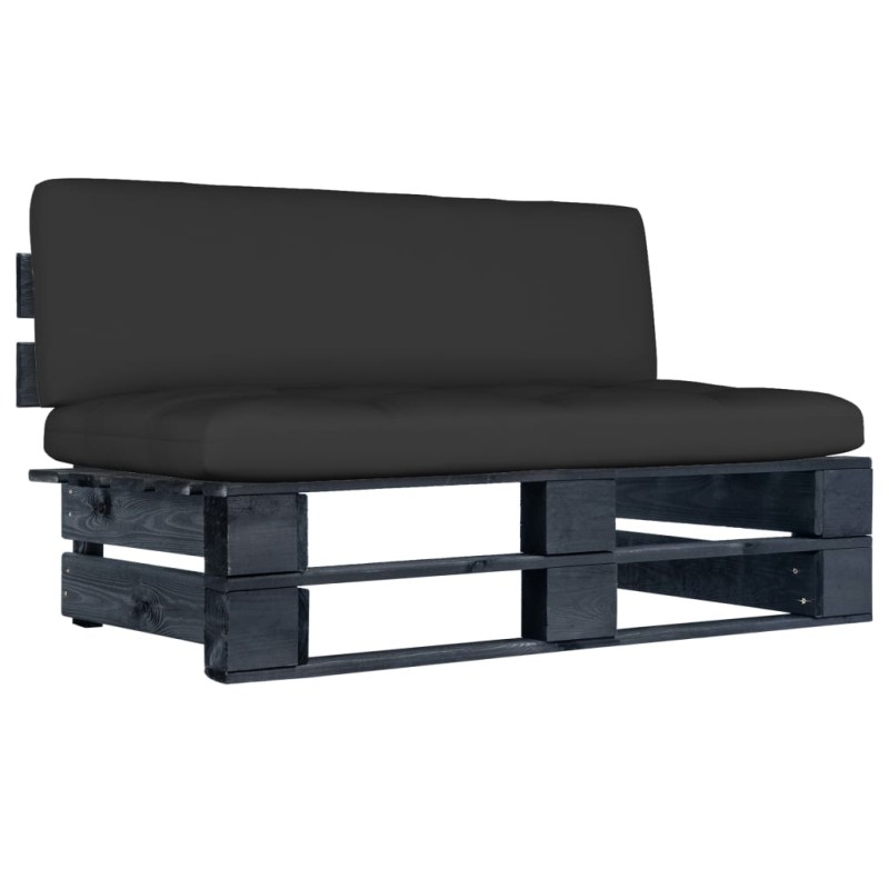 vidaXL Divano Centrale da Giardino Pallet Legno Pino Impregnato Nero vidaXL Divano Centrale da Giardino Pallet Legno Pino Impregnato Nero