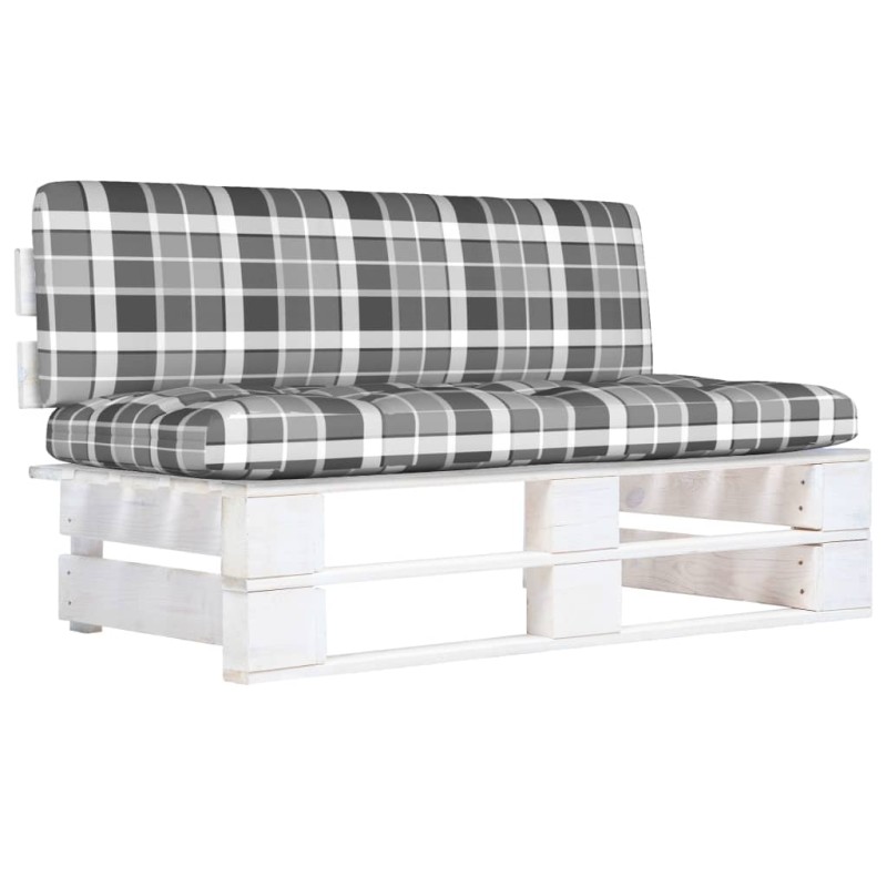 vidaXL Divano Centrale da Giardino Pallet Legno Pino Impregnato Bianco vidaXL Divano Centrale da Giardino Pallet Legno Pino Impregnato Bianco