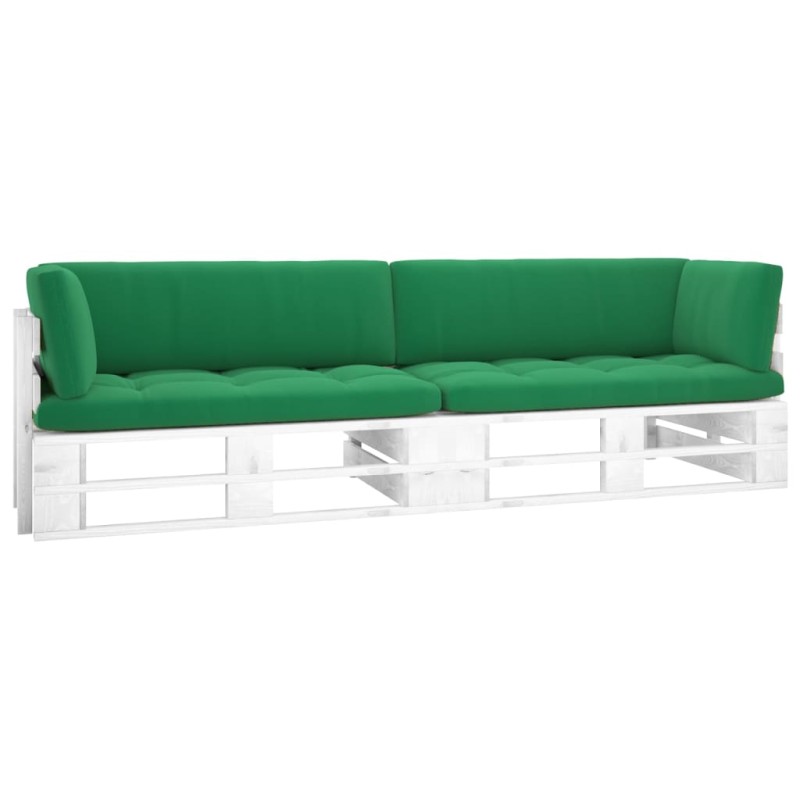 vidaXL Divano a 2 Posti su Pallet con Cuscini Pino Impregnato Bianco vidaXL Divano a 2 Posti su Pallet con Cuscini Pino Impregnato Bianco