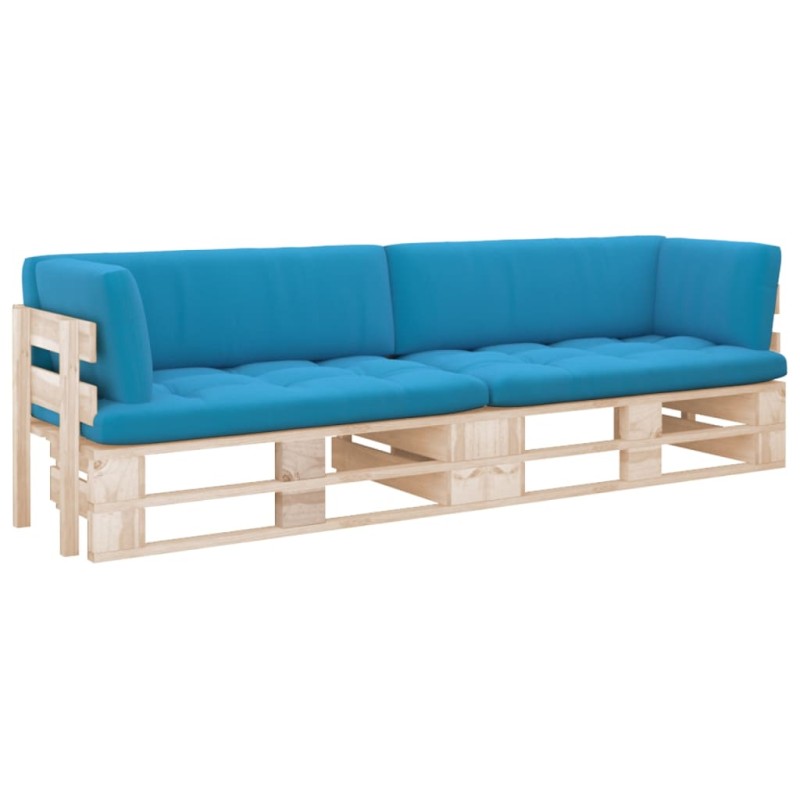 vidaXL Divano a 2 Posti su Pallet con Cuscini Pino Impregnato vidaXL Divano a 2 Posti su Pallet con Cuscini Pino Impregnato