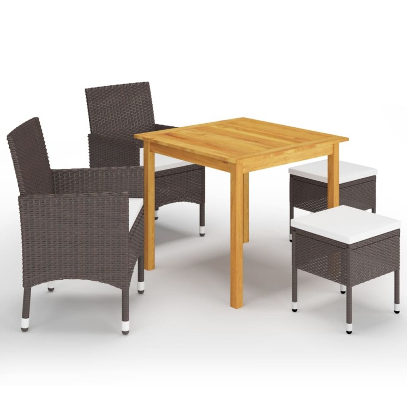 vidaXL Set Mobili da Pranzo per Giardino 5 pz Marrone vidaXL Set Mobili da Pranzo per Giardino 5 pz Marrone