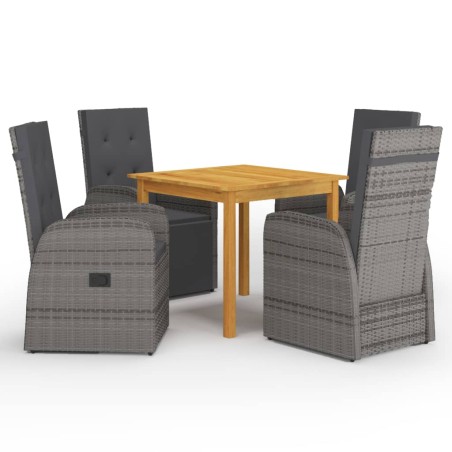 vidaXL Set Mobili da Pranzo per Giardino 5 pz Grigio