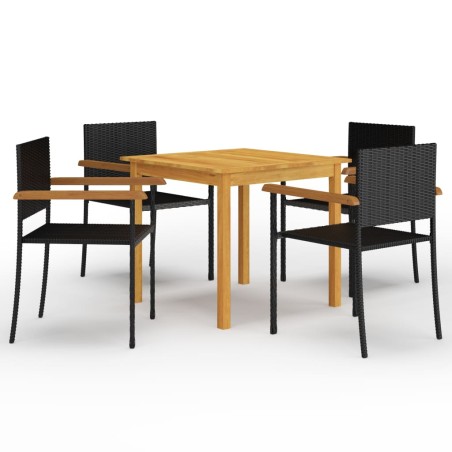vidaXL Set Mobili da Pranzo per Giardino 5 pz Nero