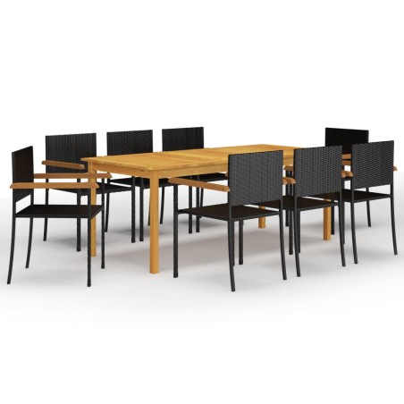 vidaXL Set da Pranzo da Giardino 9 pz Nero