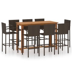 vidaXL Set Bar da Giardino 9 pz Marrone