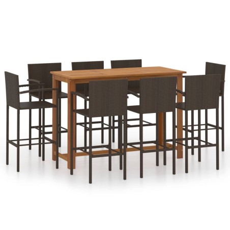 vidaXL Set Bar da Giardino 9 pz Marrone