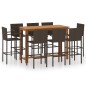 vidaXL Set Bar da Giardino 9 pz Marrone vidaXL Set Bar da Giardino 9 pz Marrone