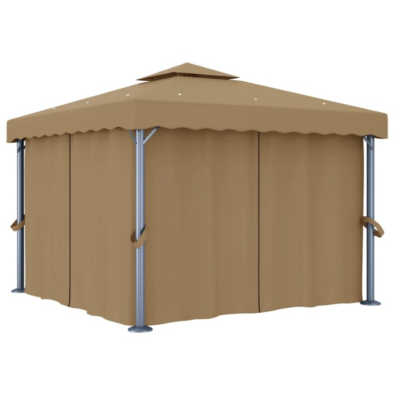 vidaXL Gazebo con Tende 3x3 cm Grigio Talpa in Alluminio vidaXL Gazebo con Tende 3x3 cm Grigio Talpa in Alluminio