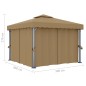 vidaXL Gazebo con Tende 3x3 cm Grigio Talpa in Alluminio vidaXL Gazebo con Tende 3x3 cm Grigio Talpa in Alluminio