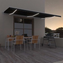 vidaXL Tenda Automatica con Sensore Vento e LED 600x300 cm Antracite