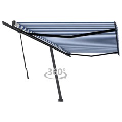 vidaXL Tenda da Sole Manuale Autoportante 500x350 cm Blu/Bianca