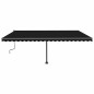 vidaXL Tenda da Sole Retrattile Manuale con LED 500x300 cm Antracite vidaXL Tenda da Sole Retrattile Manuale con LED 500x300 cm Antracite