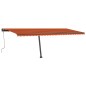 vidaXL Tenda da Sole Autoportante Manuale 600x350cm Arancione/Marrone vidaXL Tenda da Sole Autoportante Manuale 600x350cm Arancione/Marrone