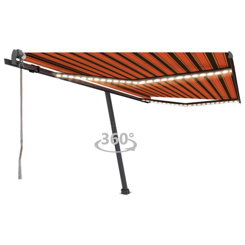 vidaXL Tenda Automatica Sensore Vento e LED 400x350 cm Arancio Marrone vidaXL Tenda Automatica Sensore Vento e LED 400x350 cm Arancio Marrone
