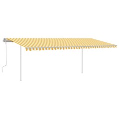 vidaXL Tenda da Sole Retrattile Manuale con Pali 6x3m Gialla e Bianca
