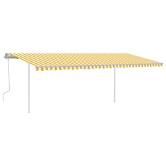vidaXL Tenda da Sole Retrattile Manuale e LED 6x3 m Gialla Bianca